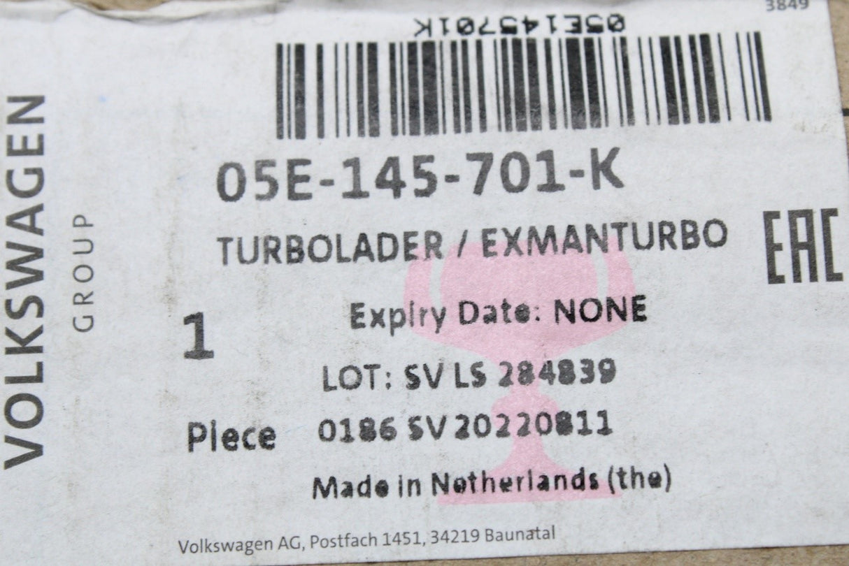 VW Golf MK7.5 MK8 Audi A3 Skoda Superb SEAT Cupra Leon 2015-on 1.5 TSI turbocharger 05E145701K