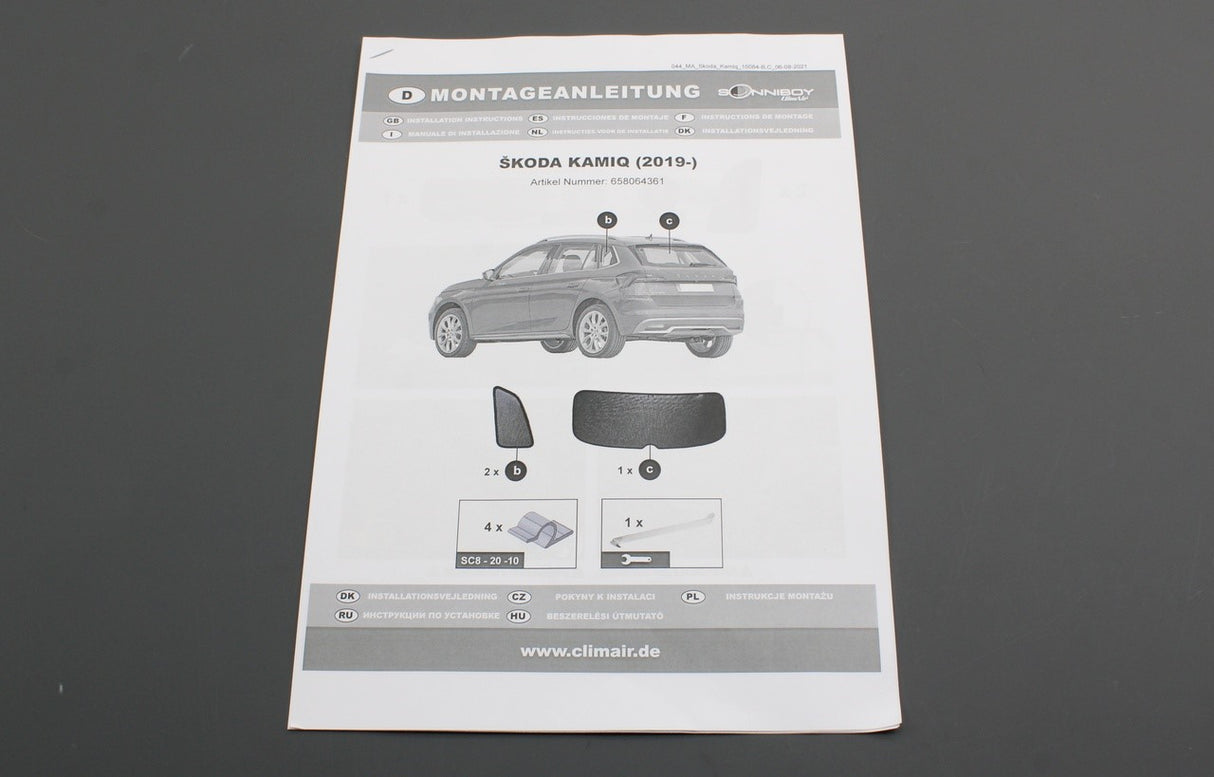 Skoda Kamiq 2019-on rear boot windows sun blinds kit 658064361