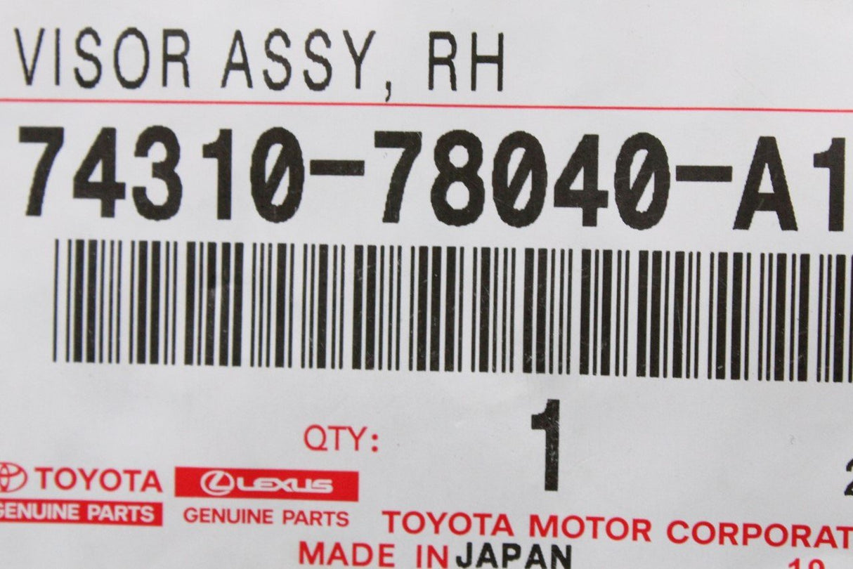 Toyota Lexus sun visor (right) 74310-78040-A1