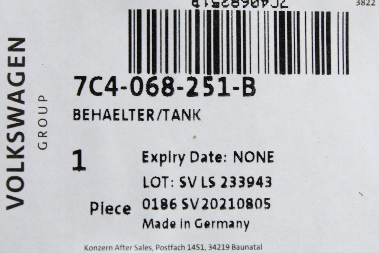 VW Grand California 2019-on fresh water tank 7C4068251B