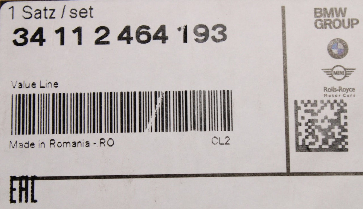 BMW F20 F21 F22 F23 brake pads with wear sensor (front) 34112464193