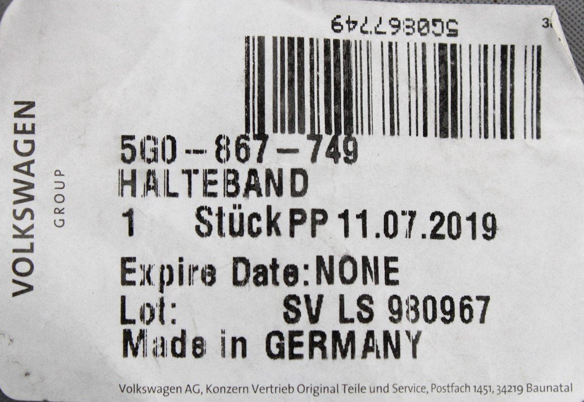 VW Audi Skoda SEAT tool kit holding retaining strap 5G0867749