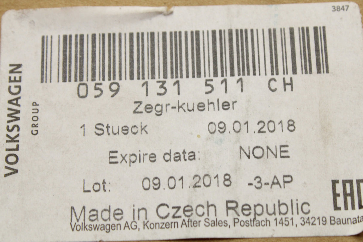 VW Touareg Audi Q5 Q7 Q8 2013-on EGR valve cooler (3.0 TDI) 059131511CH