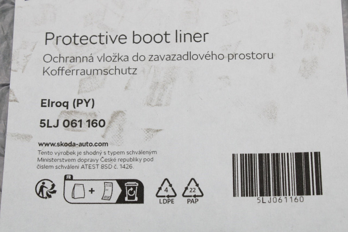 Skoda Elroq 2021-on protective boot liner 5LJ061160