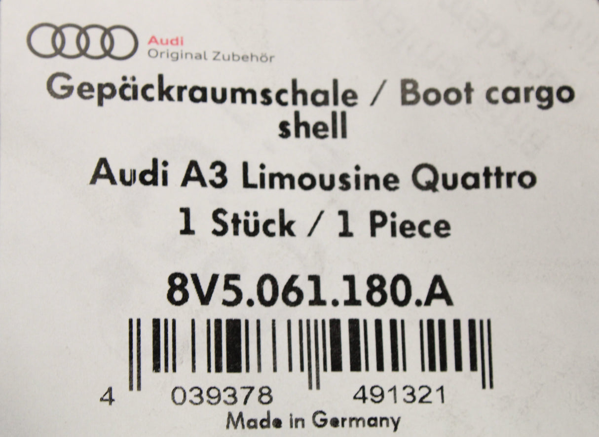 Audi A3 S3 RS3 Saloon 2013-2020 boot load liner (quattro) 8V5061180A