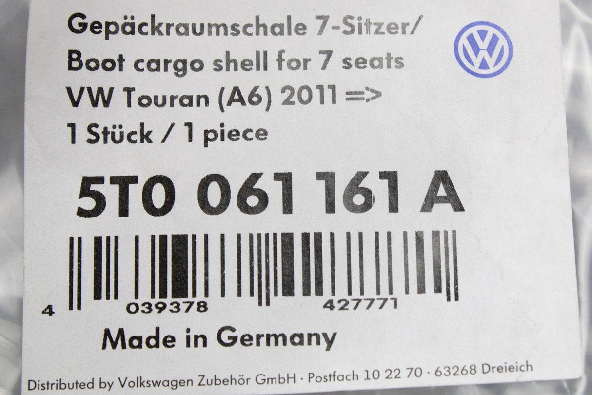 VW Touran 2011-15 boot luggage compartment tray for 7-seater 5T0061161A