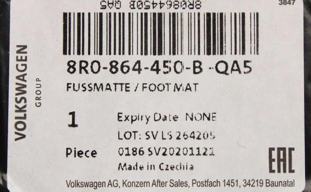 Audi Q5 2013-17 carpet floor mats (rear) 8R0864450B QA5