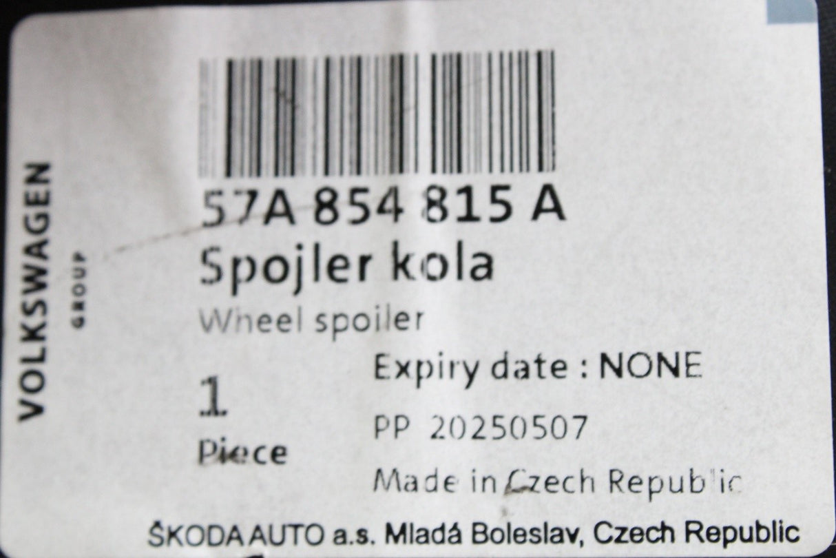 Skoda Karoq 2018-on front wheel arch liner section (left) 57A854815A