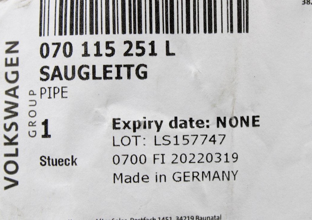 VW Transporter T5 03-10 2.5 TDI oil pump suction pipe 070115251L