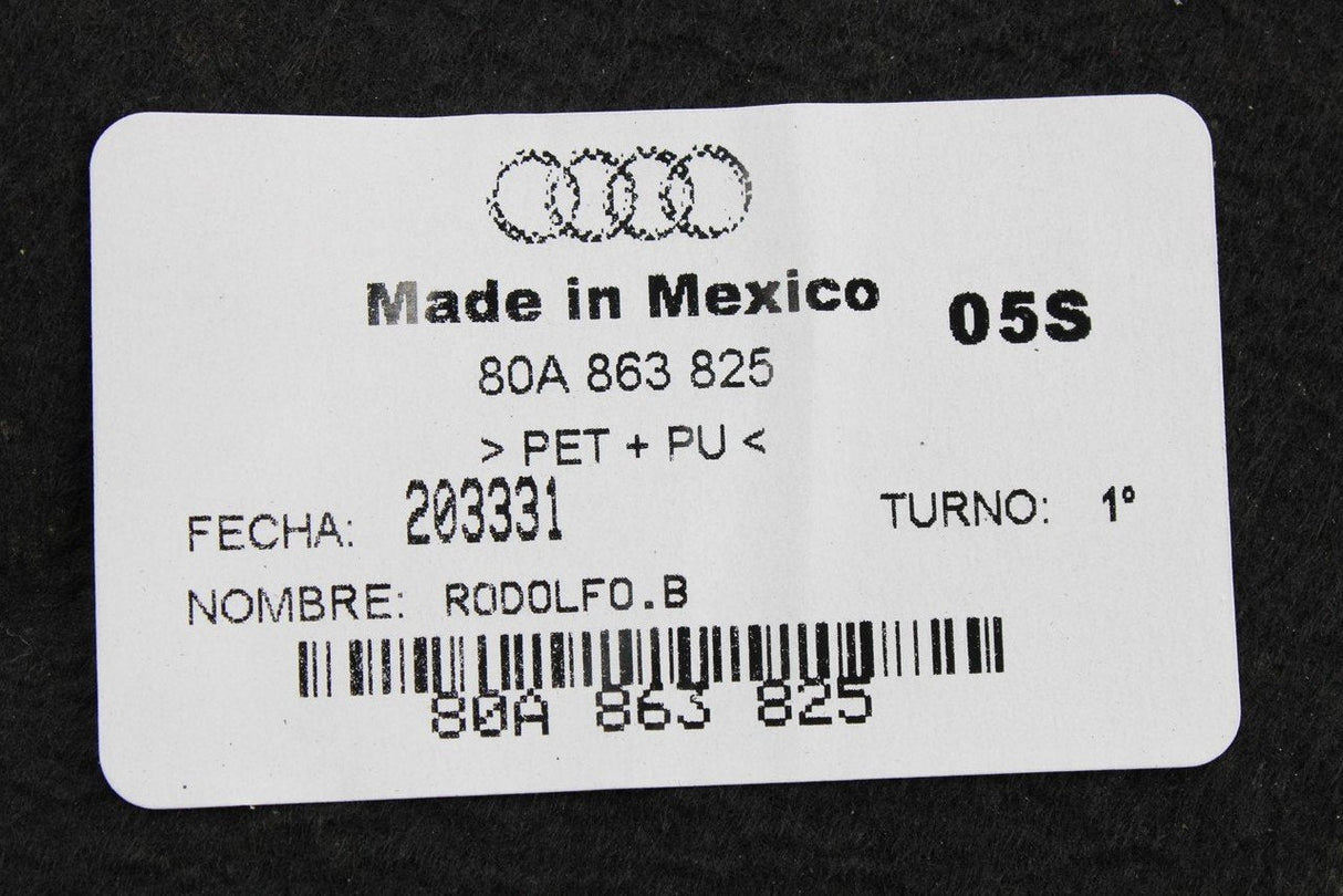 Audi Q5 2017-on bonnet engine sound absorber insulation 80A863825