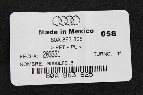 Audi Q5 2017-on bonnet engine sound absorber insulation 80A863825