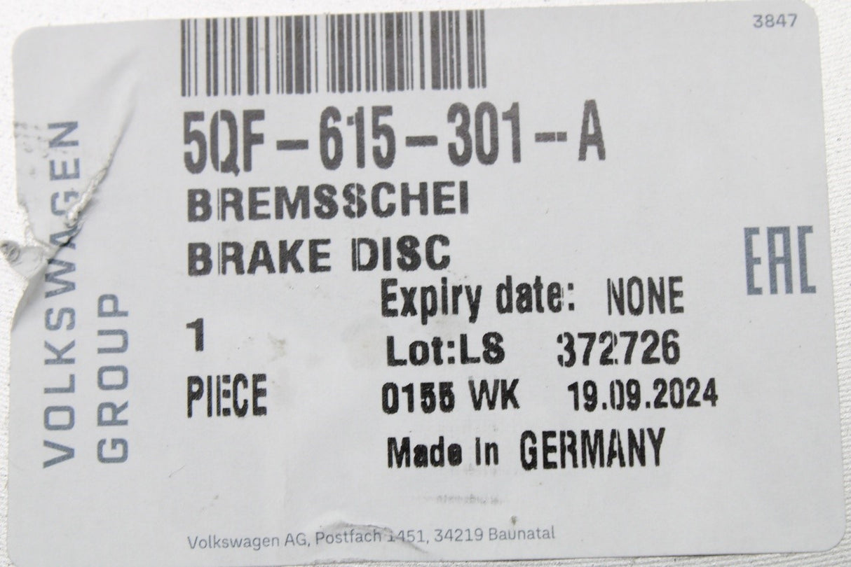 VW Tiguan 2016-24 Sharan SEAT Alhambra front brake discs (x2) 5QF615301A