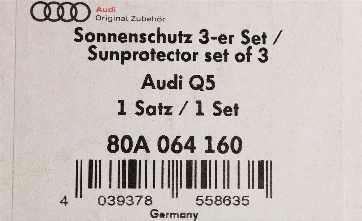 Audi Q5 2017-on 3-piece sunblind protection system set 80A064160