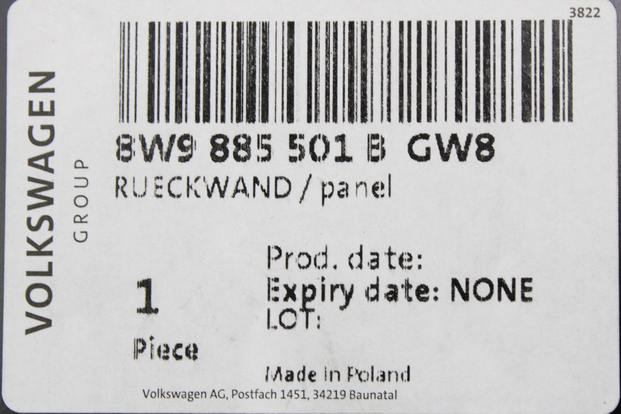 Audi A4 S4 Avant 2016-on rear seat backrest panel (left) 8W9885501B GW8