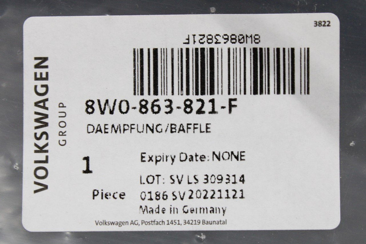 Audi A4 B9 A5 2016-on engine undertray noise insulation 8W0863821F
