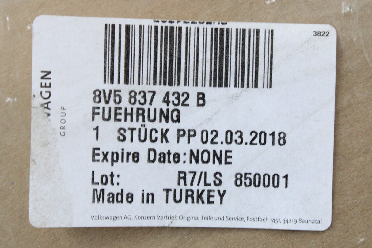 Audi A3 S3 RS3 2013-20 front upper window guide seal (right) 8V5837432B