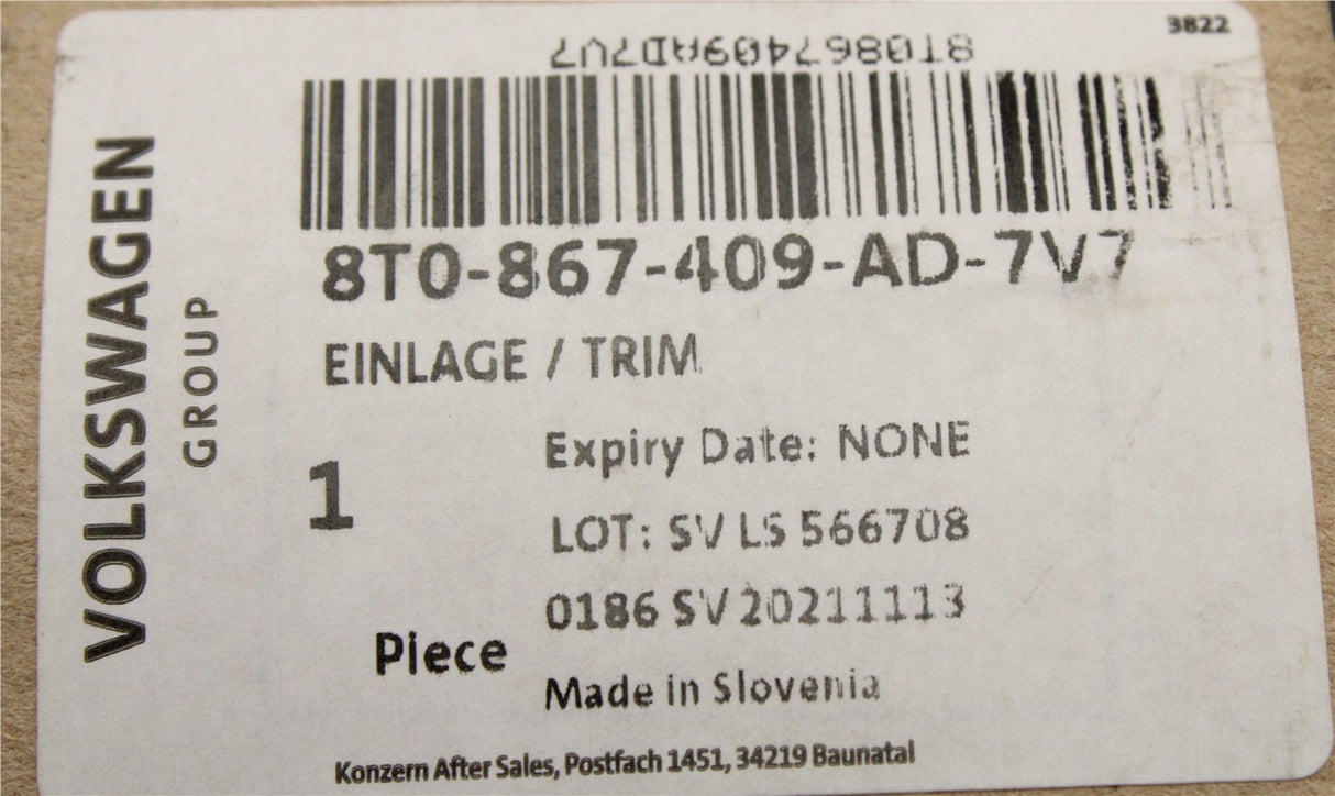 Audi A5 S5 2012-2017 carbon fibre door insert trim (left) 8T0867409AD7V7