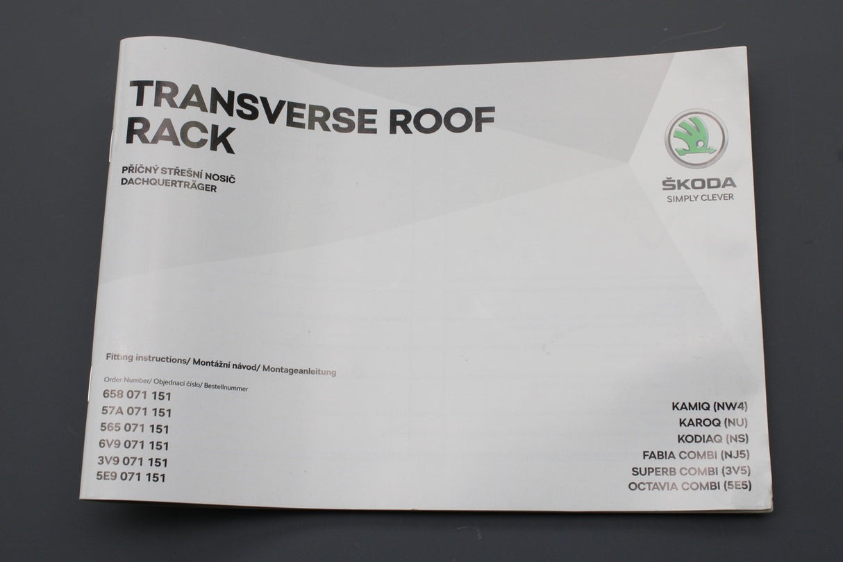 Skoda Karoq 2018-on accessory roof bars set 57A071151