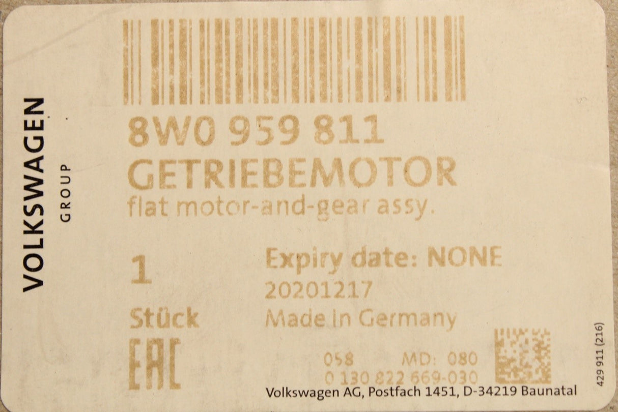 Audi A4 A6 e-tron Q6 e-tron rear window regulator motor (left) 8W0959811