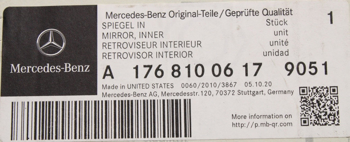 Mercedes-Benz A-Class W176 interior rear view mirror A17681006179051