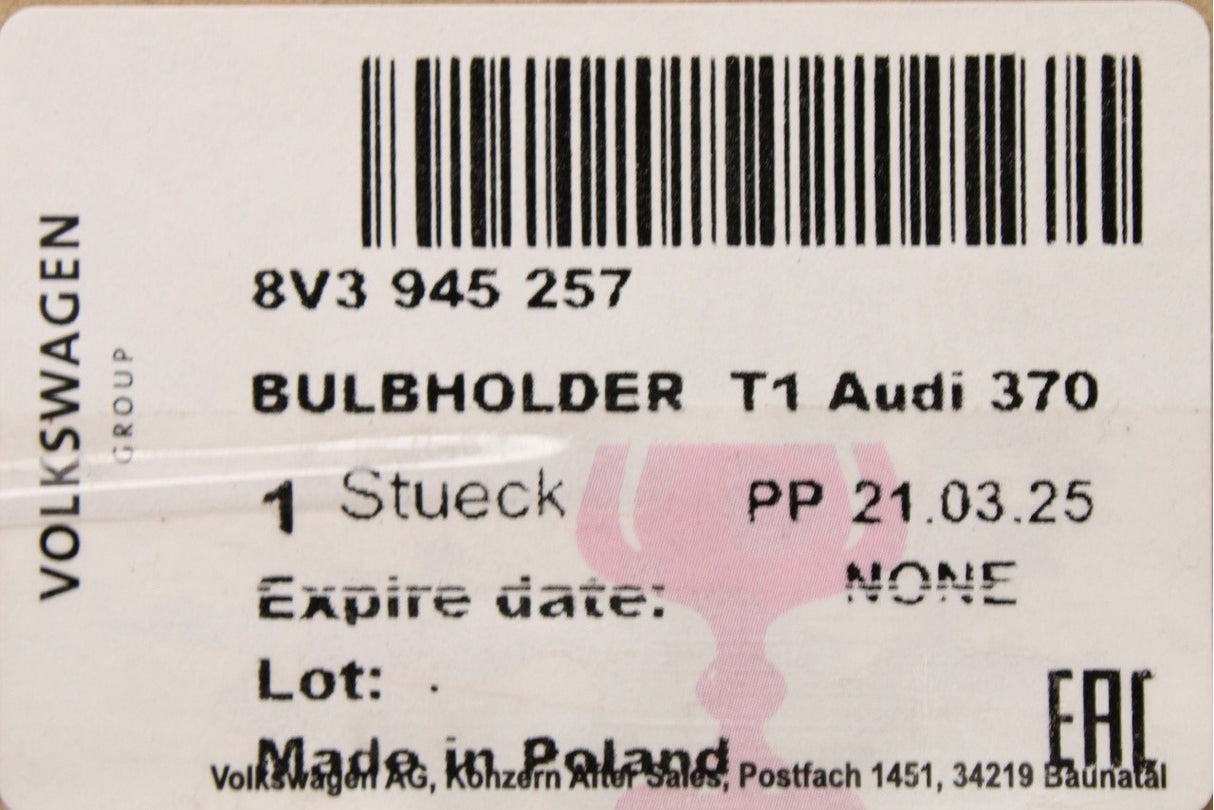 Audi A3 2013-16 3-door rear light bulb holder (left, outer) 8V3945257