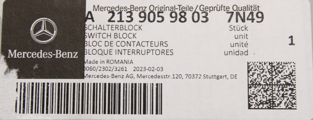 Mercedes-Benz E-Class W213 front seat control buttons A21390598037N49