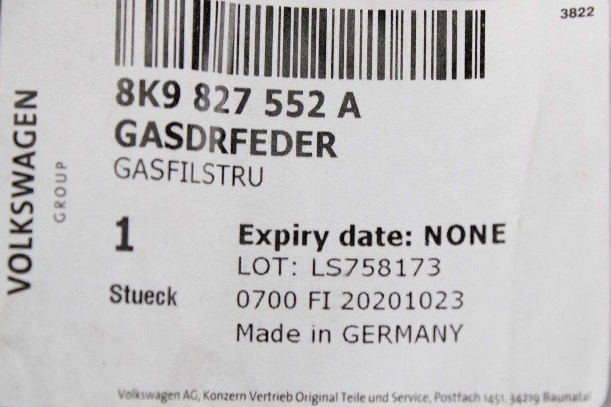 Genuine Audi A4 S4 RS4 B8 2008-16 boot lid gas strut (Avant / Estate) 8K9827552A