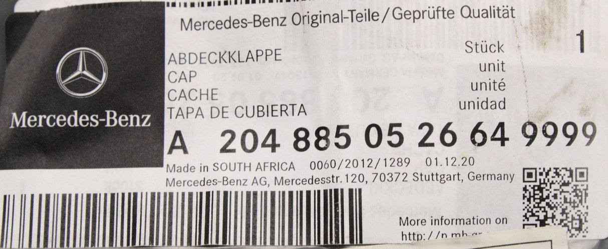 Mercedes-Benz C W204 front bumper towing eye trim A2048850526649999
