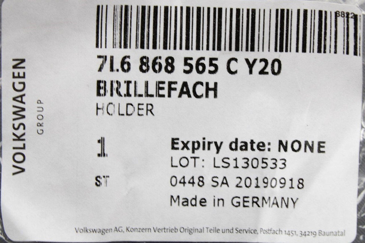 VW Transporter T5 T5.1 T6 roof console glasses holder 7L6868565C Y20