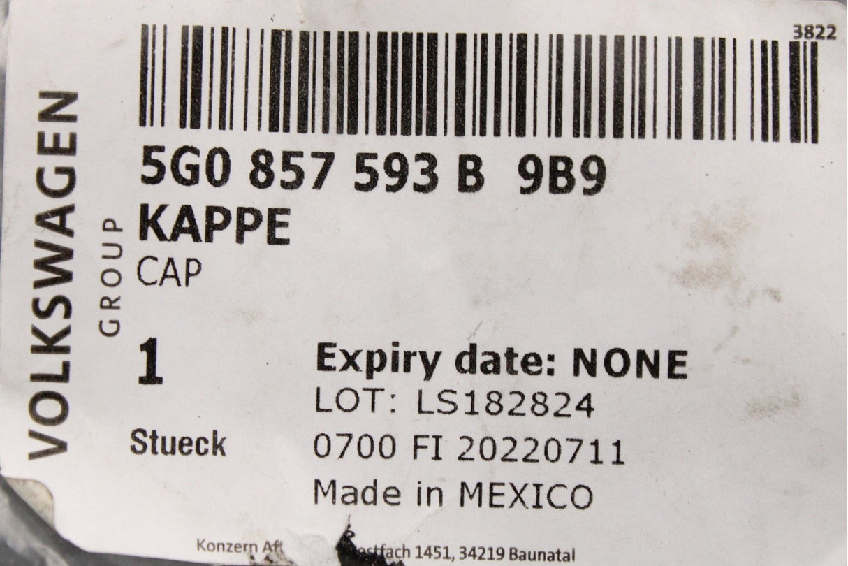 VW Golf MK7 MK7.5 13-20 rear view mirror base cover trim 5G0857593B 9B9