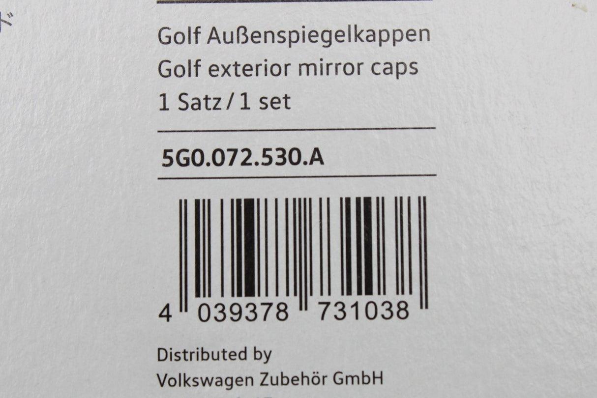 VW Golf MK7 MK7.5 accessory gloss black mirror covers set 5G0072530A