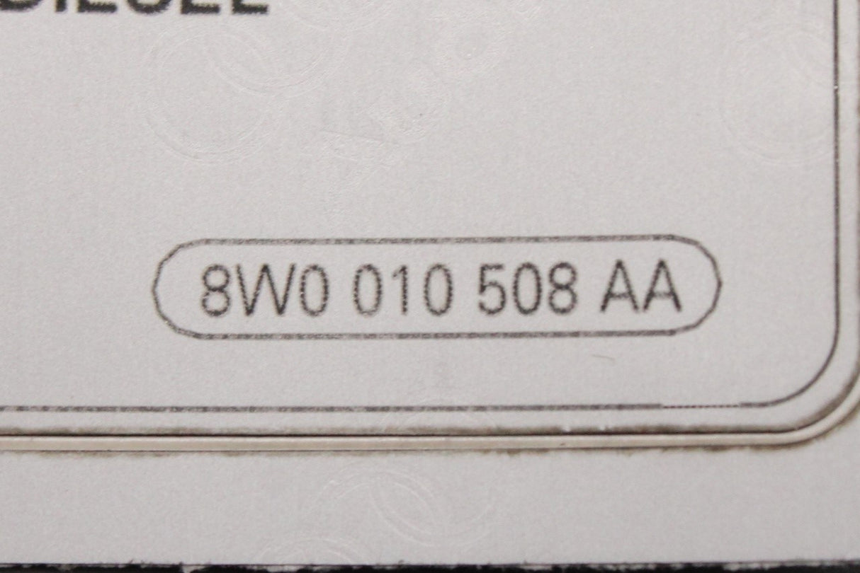 Audi A4 A5 A6 A7 A8 Q2 Q3 Q5 Q7 Q8 diesel warning sticker 8W0010508AA
