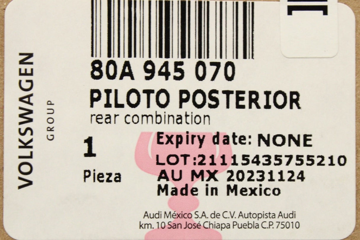 Audi Q5 2017-on rear bumper fog reverse brake light (right) 80A945070