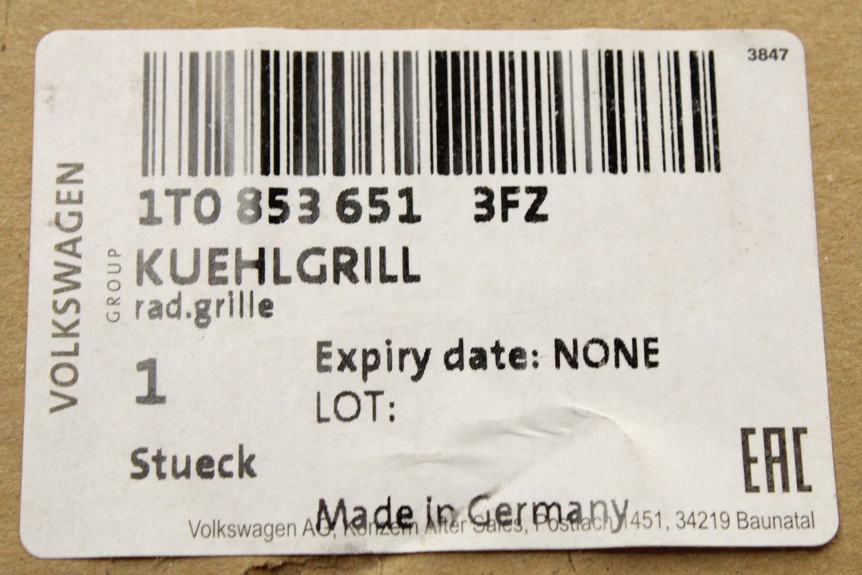 VW Touran 2003-2006 radiator grille (centre front) 1T0853651 3FZ
