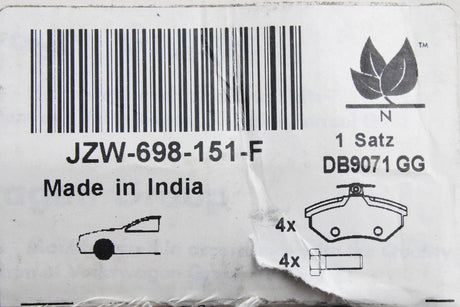 VW Golf MK3 Corrado SEAT Ibiza front brake pads (256,280mm) JZW698151F