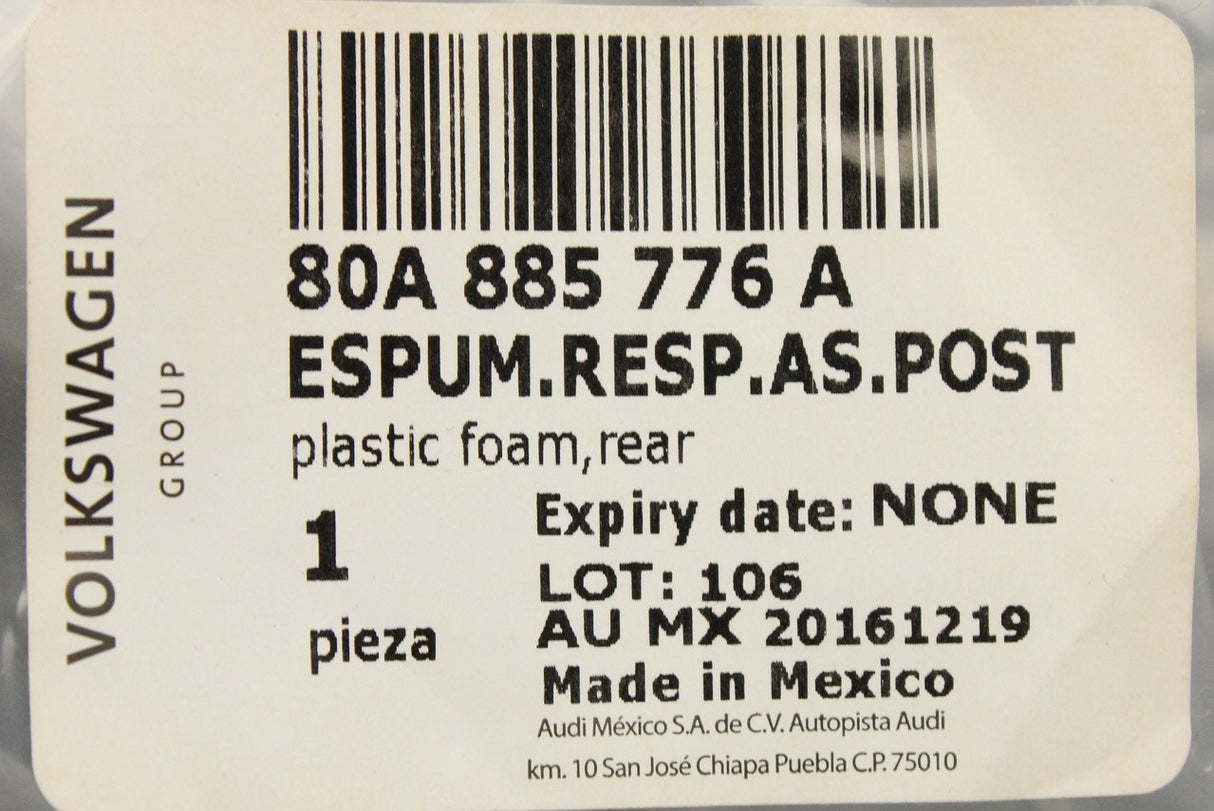 Audi Q5 17-on seat back rest foam padding (rear right) 80A885776A