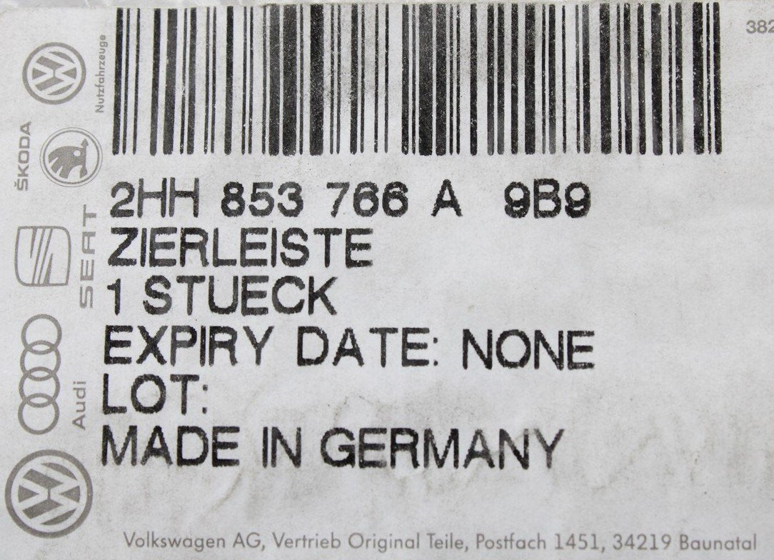 VW Amarok 2013-2021 front grille trim strip (lower right) 2HH853766A 9B9