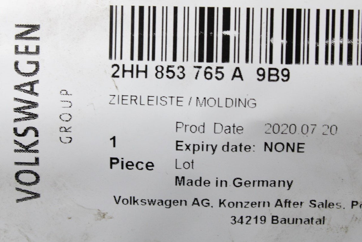 VW Amarok 2013-2021 front grille trim strip (lower left) 2HH853765A 9B9