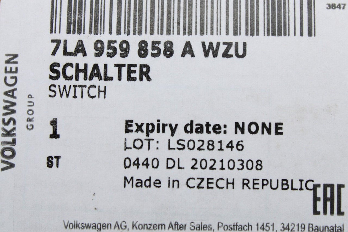 VW Transporter T6.1 2020-On drivers side window switches 7LA959858A WZU