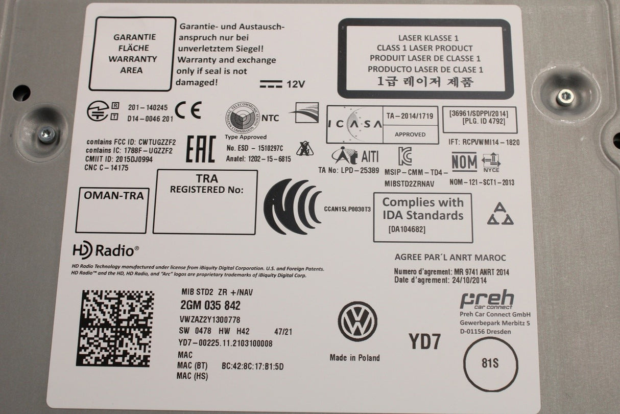 VW T-Cross 19-on multimedia MMI control unit 2GM035842