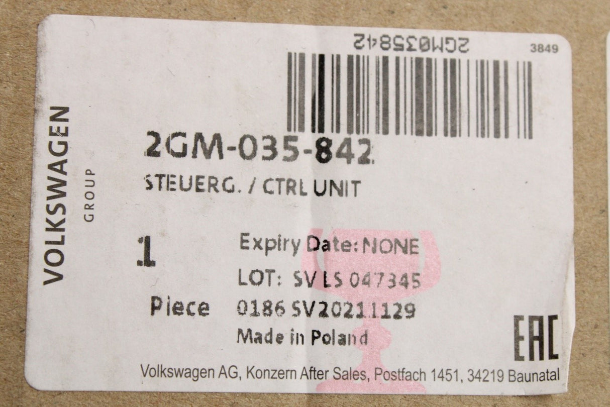 VW T-Cross 19-on multimedia MMI control unit 2GM035842