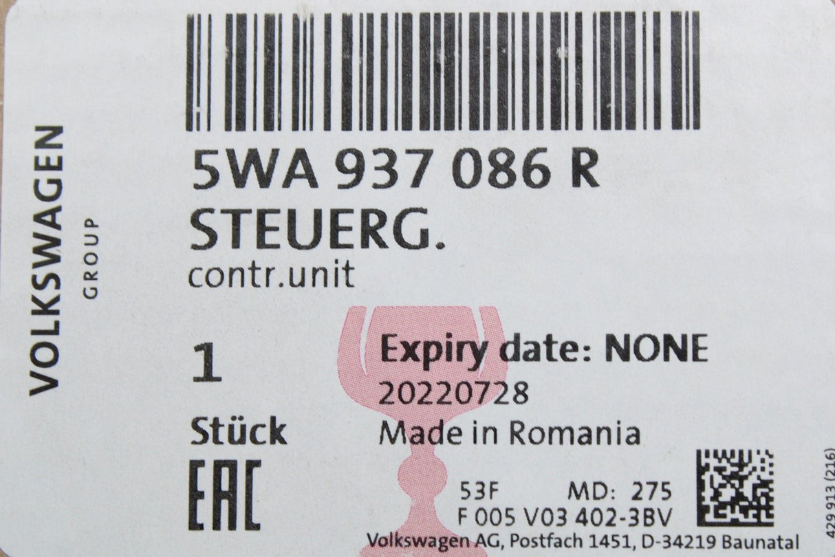 VW Golf Audi A3 Skoda SEAT CUPRA body control module (BCM) 5WA937086R