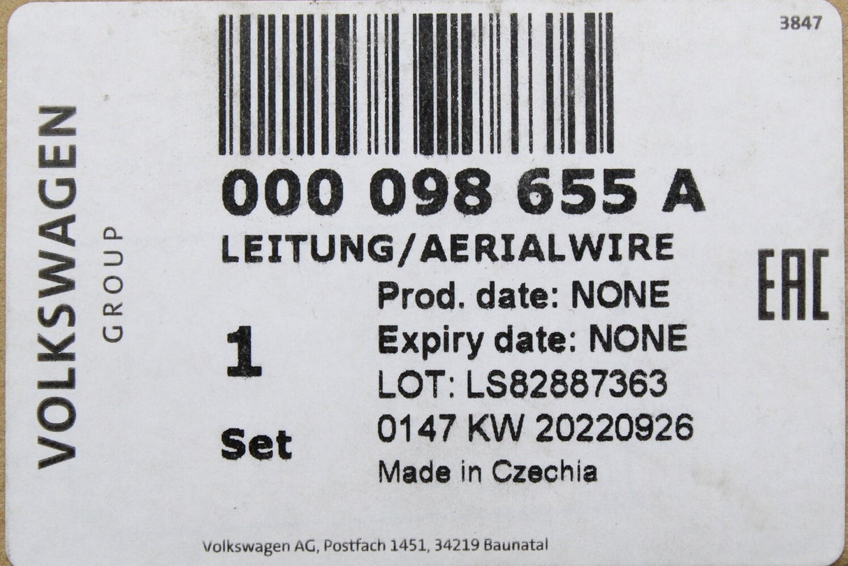 VW Audi Skoda SEAT aerial connection wire (4500mm) 000098655A
