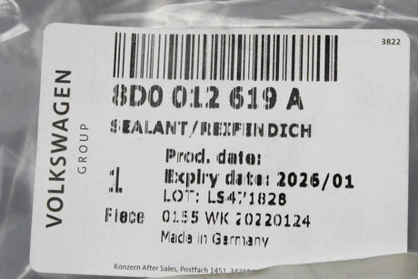 VW Audi Skoda SEAT Tyre repair sealant (700ml) 8D0012619A