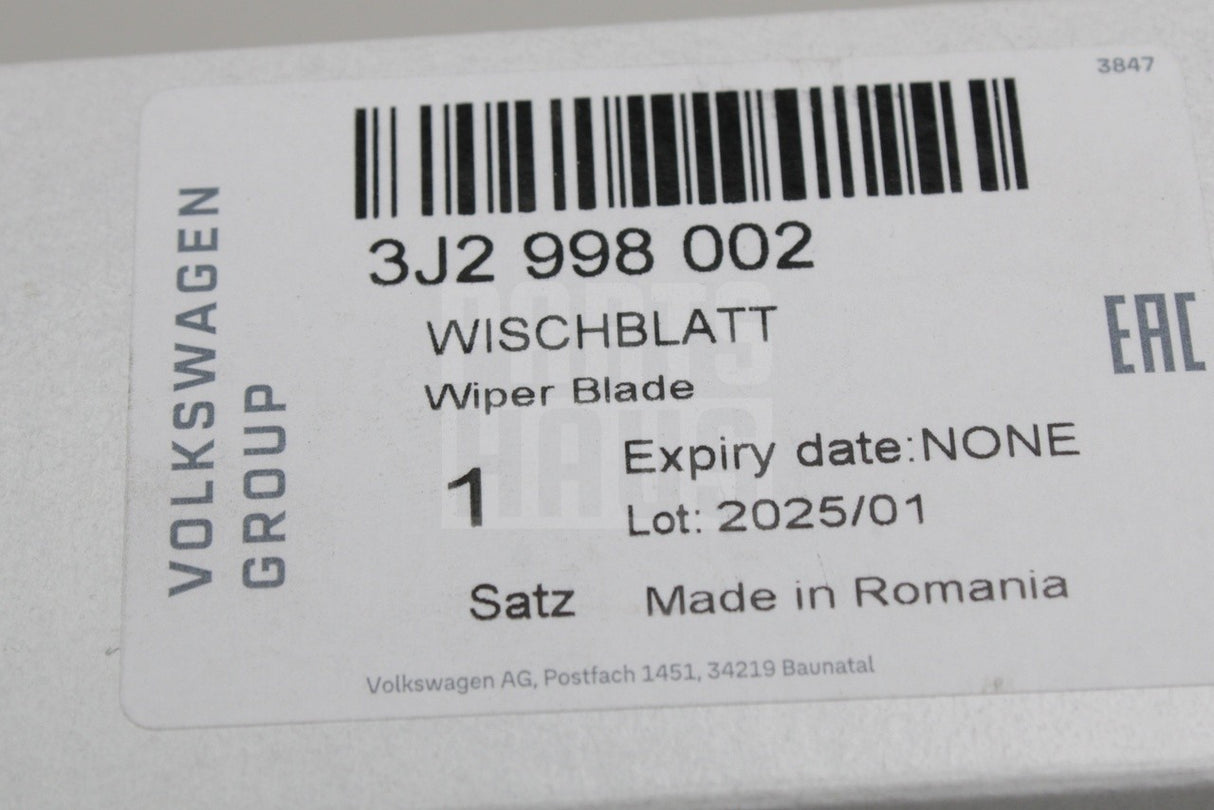 VW Passat B9 Skoda Superb 2024-on RHD front wiper blades set 3J2998002