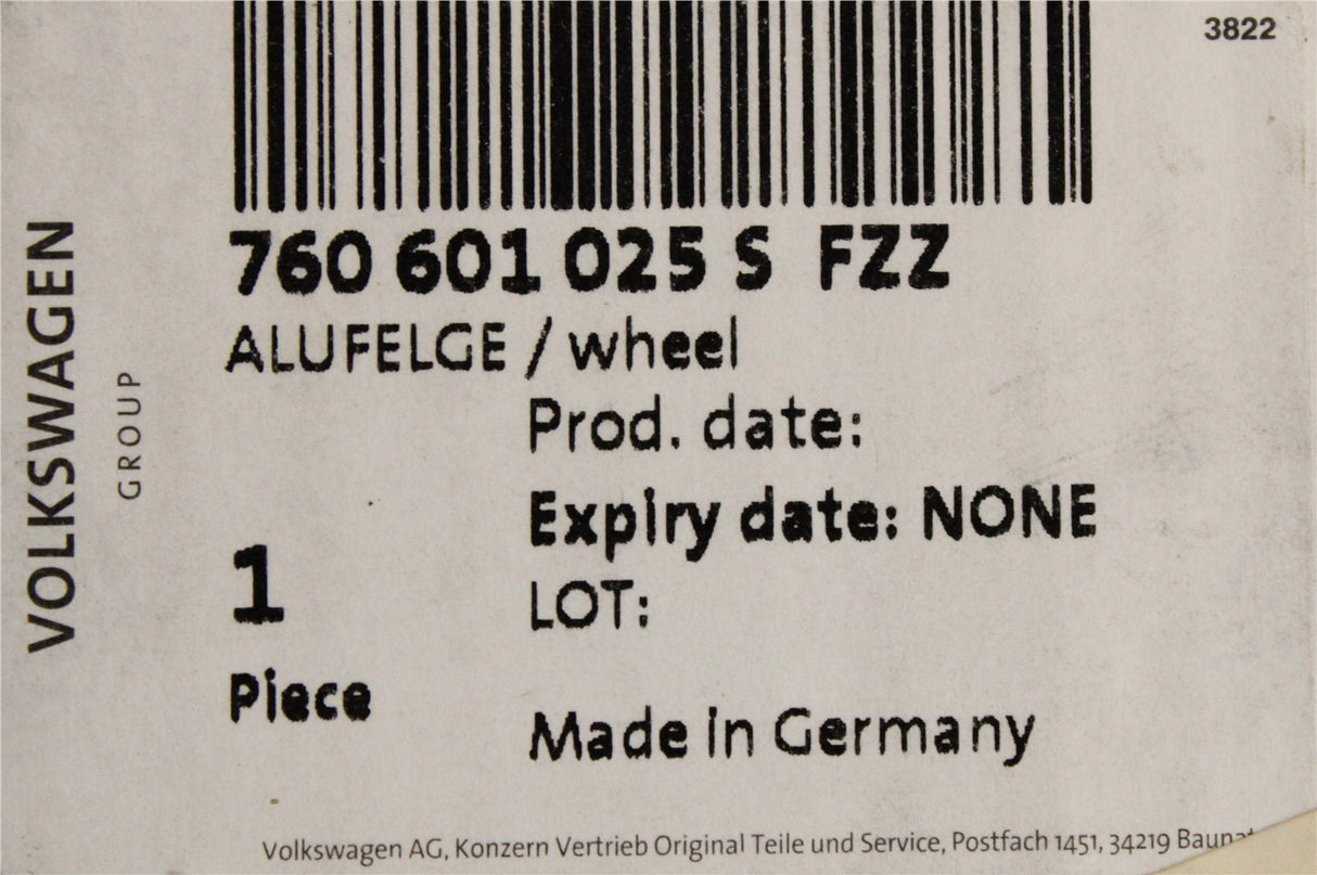VW Touareg 2018-on Nevada single alloy wheel (20") 760601025S FZZ
