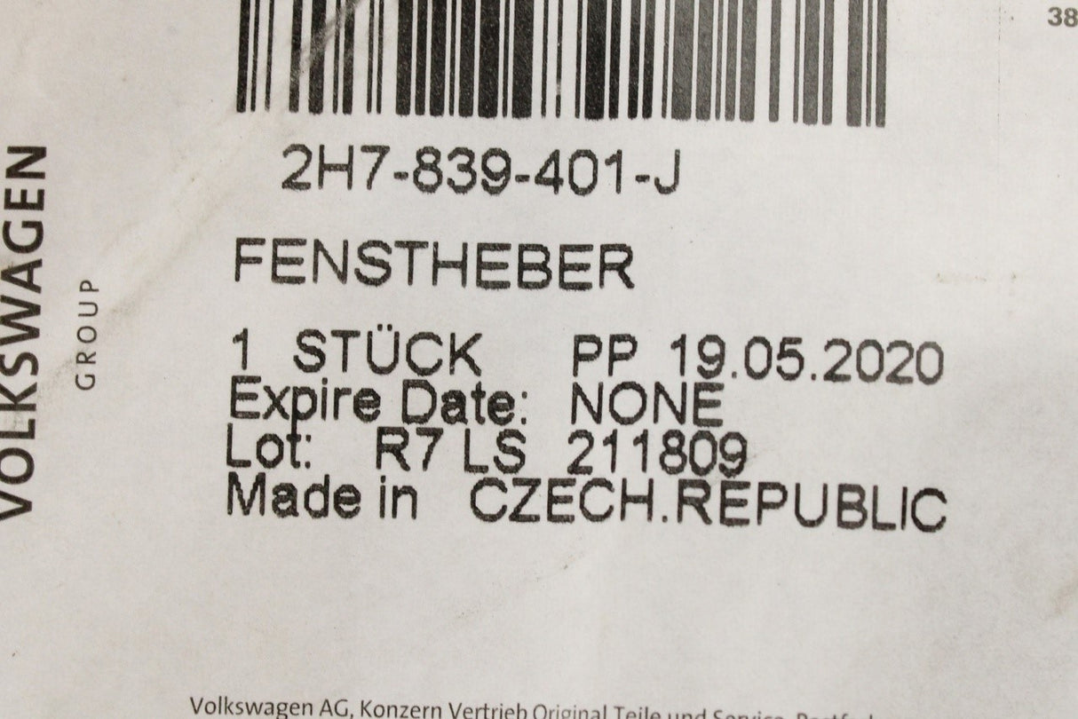 VW Amarok 2013-2022 rear window regulator (left) 2H7839401J