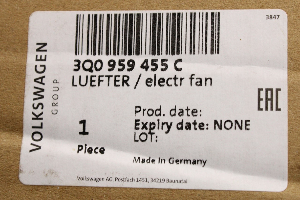 VW Arteon Audi RS3 Skoda SEAT 2015-on radiator fan (320mm) 3Q0959455C