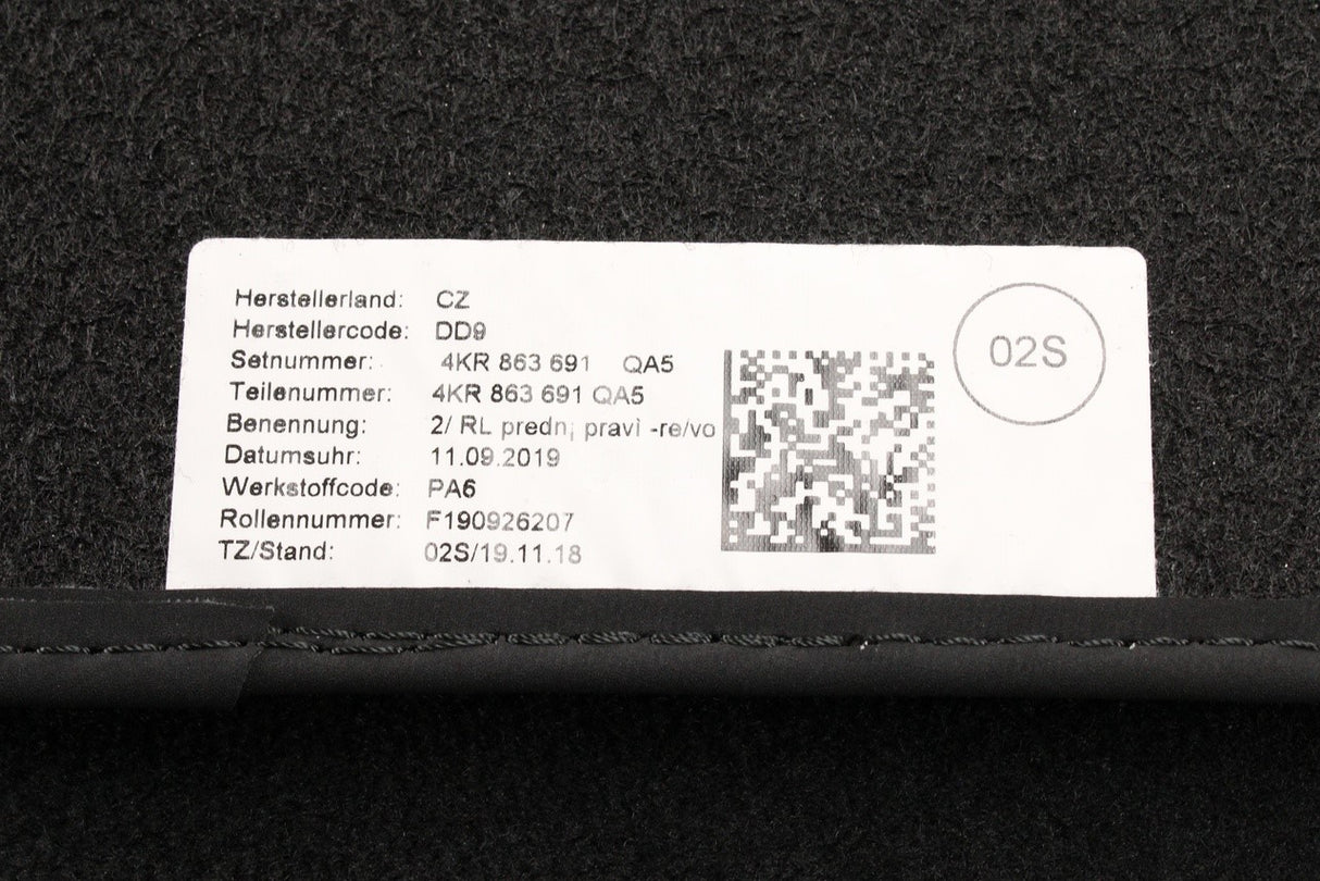 Audi e-tron 2019-on RHD carpet floor mats (front) 4KR863691 QA5