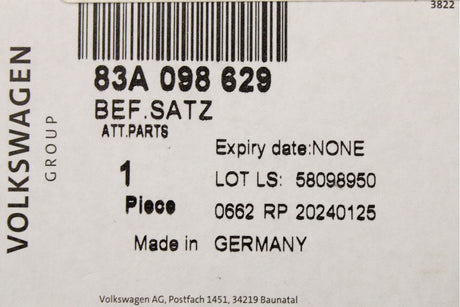 Audi Q3 2019-on wheel arch liner attachment parts kit 83A098629